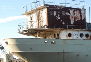 J B Ford at Azcon Scrap yard 2017 note some portholes removed.